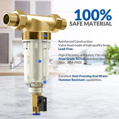 40 Mikron Filtrasi Flushable Spin Down Pra Filter Air Untuk Rumah