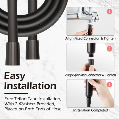 Berkualitas Tinggi Super Soft Anti-Twist Silicone Shower Hose untuk Shower Head Handheld