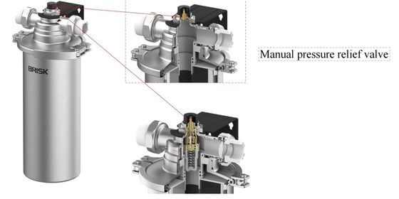 Prefilter baja tahan karat 5 mikron dengan katup tekanan manual