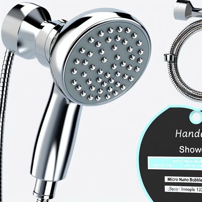 Micro Nano Bubble Handheld Shower Head 130mm Chrome 3 Mode Semprot
