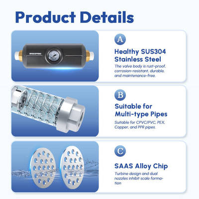 Water Safety Water Softener Descaler yang tahan lama dengan chip SAAS untuk sistem air rumah tangga