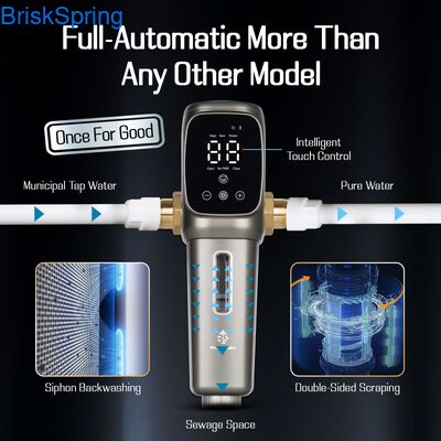 Filter air rumah 40 mikron otomatis dengan SUS 316 stainless steel untuk air keran yang bersih