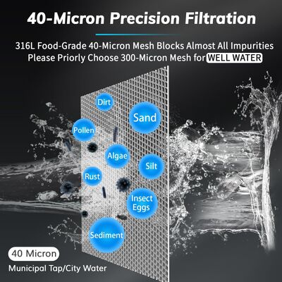 Pre-Filter Air Seluruh Rumah Manual Generasi Keempat dengan Keakuratan Filtrasi 40 μm dan Filtrasi Mesh yang Dapat Digunakan Kembali