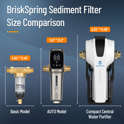 Pembersih air pusat kompak dengan indikator umur filter, penggantian kartrid bebas alat dan daya tahan tekanan tinggi