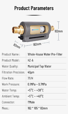 BriskSpring HZ-A 7 T/H 40 Mikron Filter Sedimen Seluruh Rumah dengan Instalasi Putar 360 Derajat