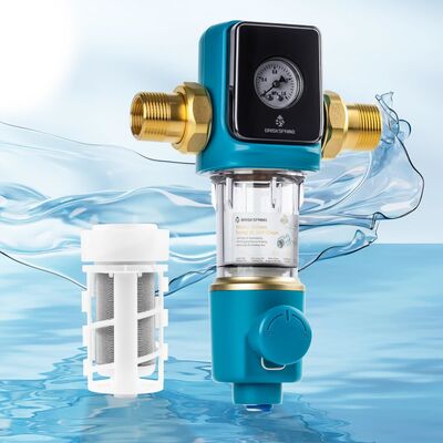 BriskSpring SQ550B-BS 5 T/H Automatic Siphon Backwash Whole House Water Pre Filter with MSAP+CASO3+KDF55 Media