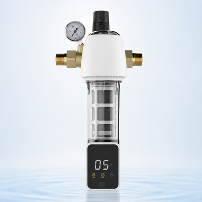 BriskSpring F3-W1-BS Seluruh Rumah Spin-Down Sediment Pre-Filter dengan 40 Mikron Filtrasi SUS316L stainless steel Mesh dan Integrated Pressure Gauge